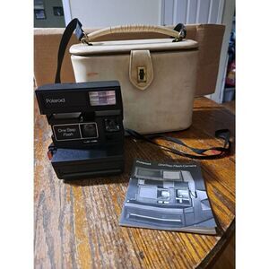 Vintage Polaroid One Step Flash Instant Camera with Paperwork